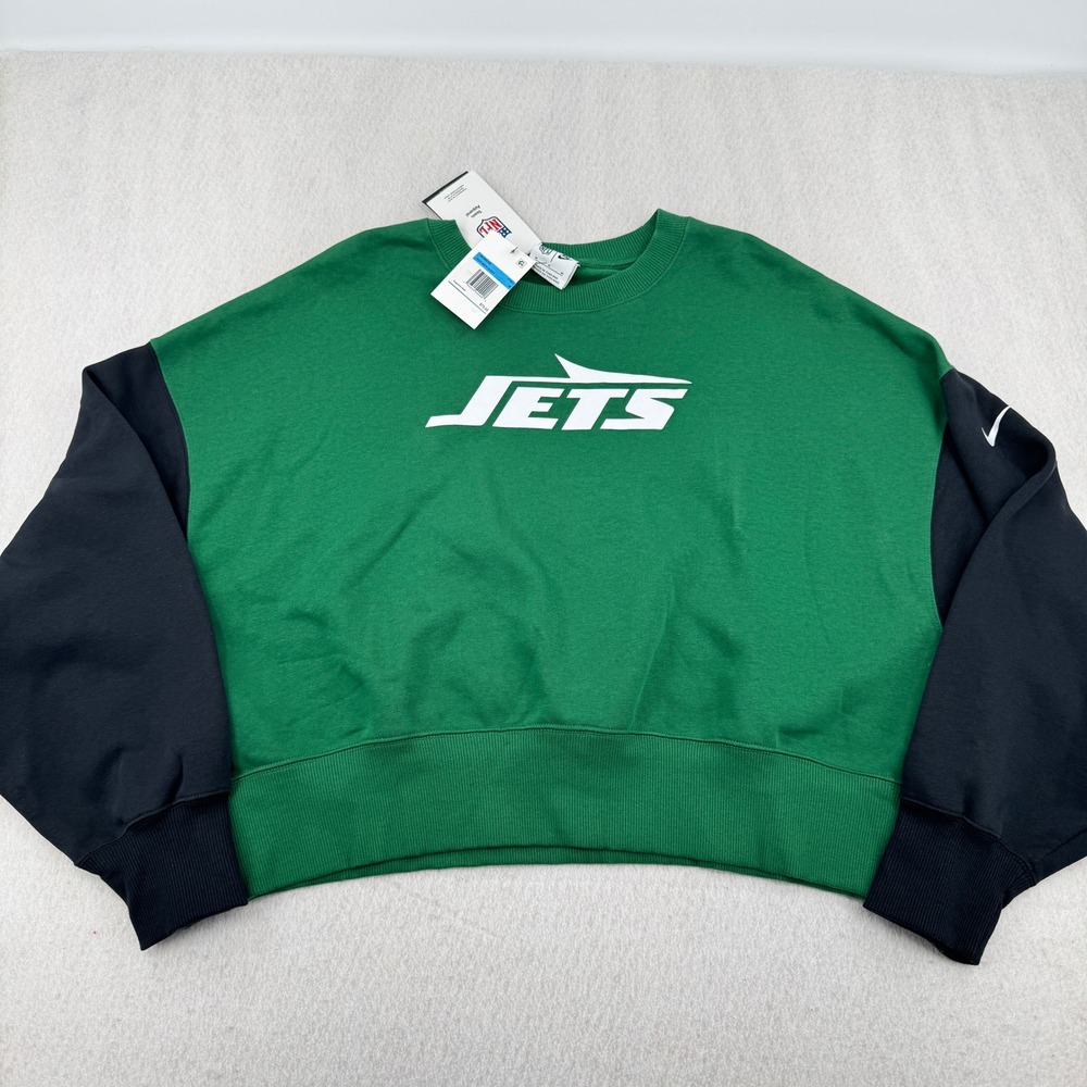 NWT Nike NFL New York Jets Womens M Oversized Crewneck Sweatshirt Green/Black